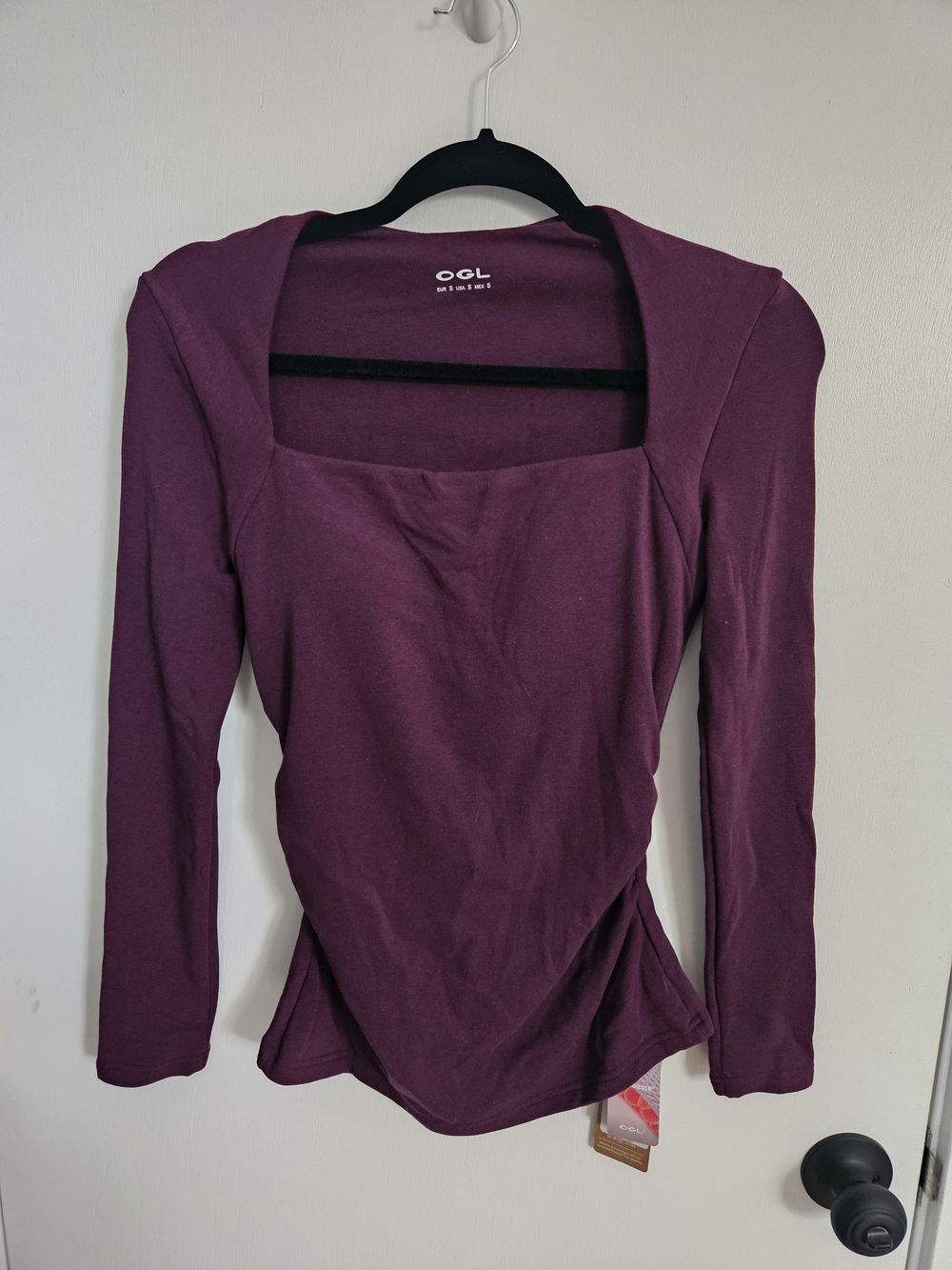 OGL Women's Plum Square Neck Long Sleeve Top